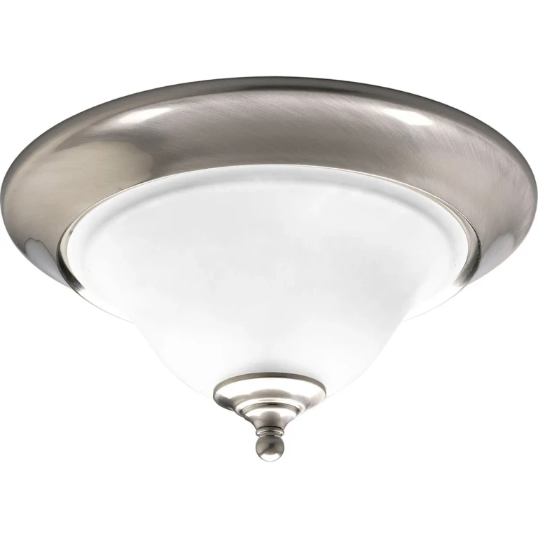 Brushed Nickel Two Light Flush Mount from the Trinity Collection