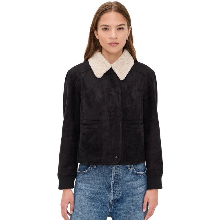 Velvet Juno Faux Suede Jacket Black/Cream L