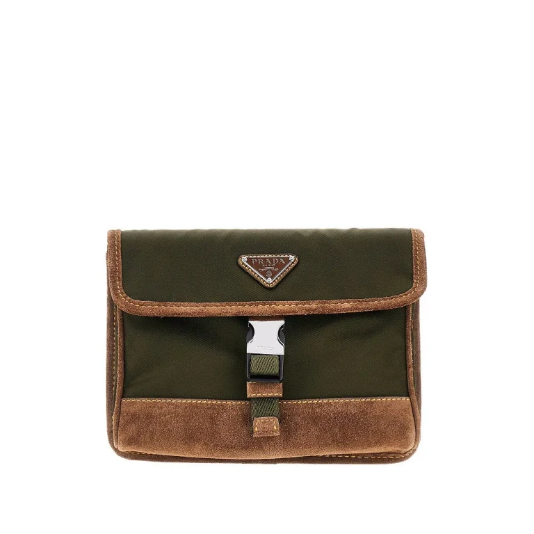 PRADA Re-Nylon and leather smartphone pouch Man One Size