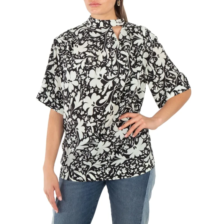 Stella McCartney Black Silk Foral Print Blouse