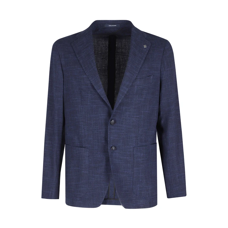 Tagliatore Montecarlo 1 Petto Effetto Stuoia Lana Cotone Seta Blue Giacca - Men