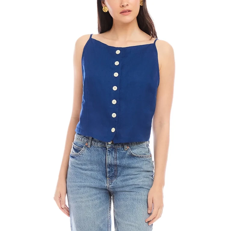Fifteen Twenty Elis Sleeveless Button Up Linen Top