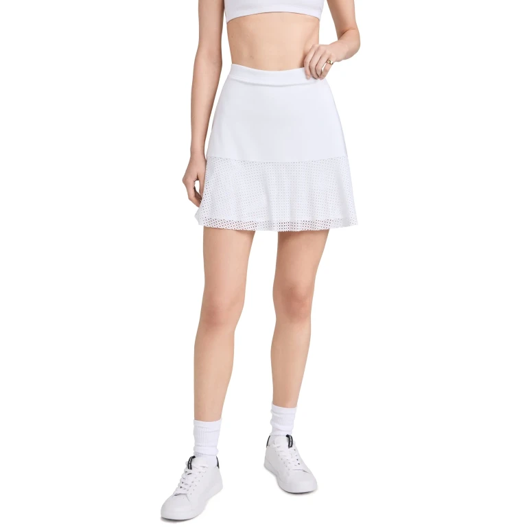 RLX Ralph Lauren 4-Way Stretch Eyelet Flare Skort Ceramic White L
