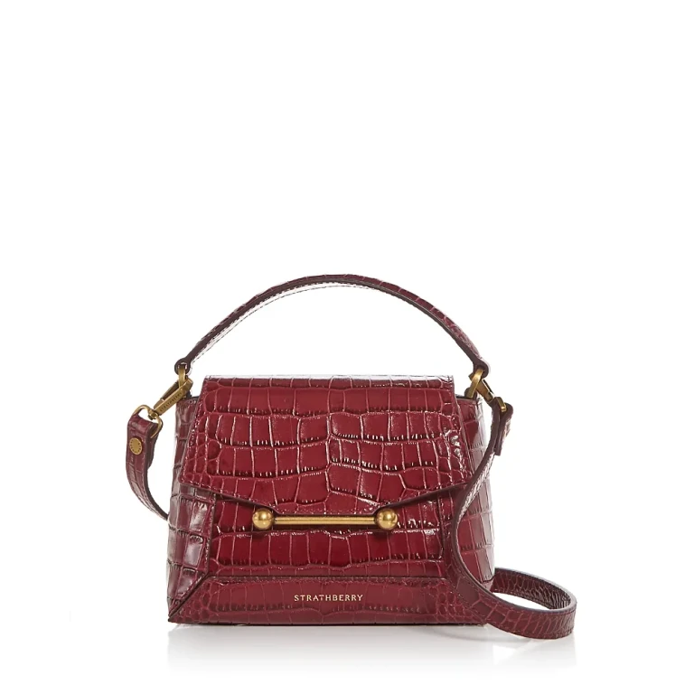 Strathberry Mosaic Nano Soft Embossed Croc Top Handle Bag
