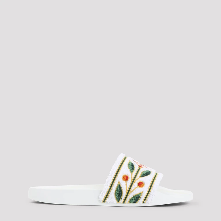 Casablanca Embroidered Terry Sandals White - Men