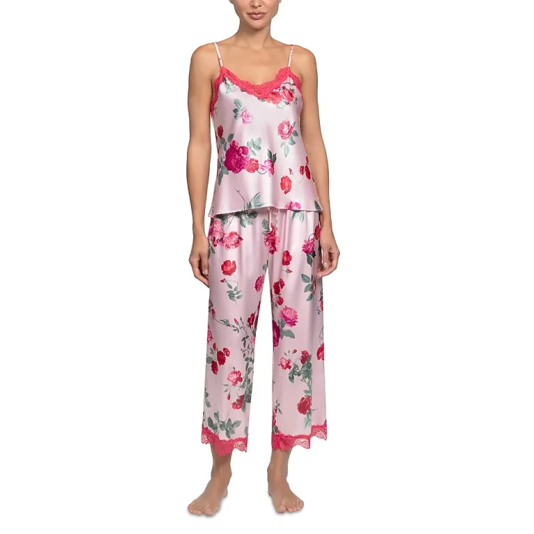In Bloom by Jonquil Stretch Satin Pretty Rose Cami Pant Pajama Set