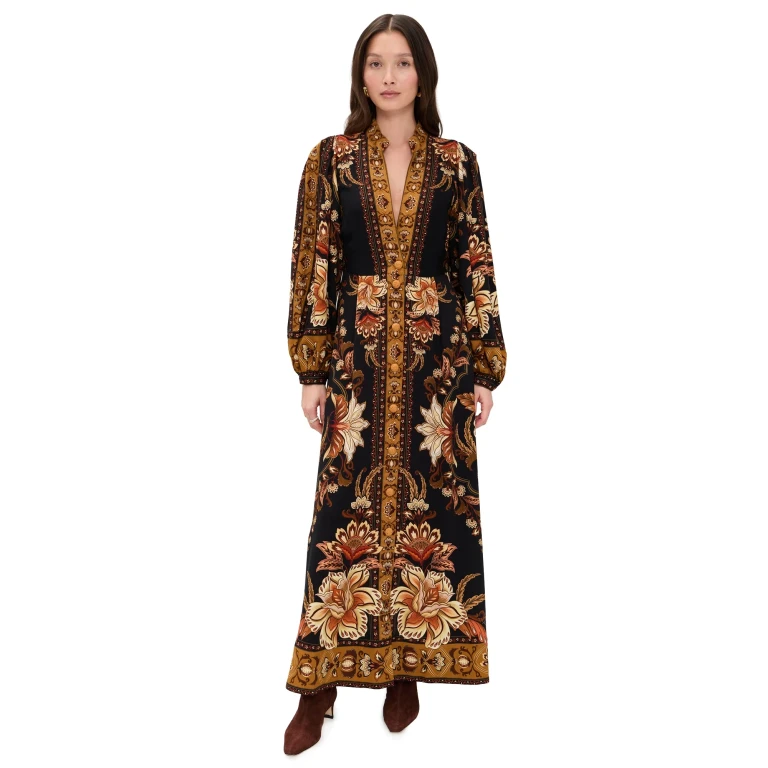 FARM Rio Majestic Garden Black Maxi Dress Majestic Garden Black L
