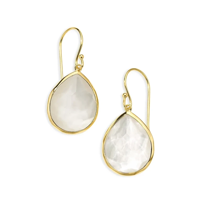 Ippolita 18K Yellow Gold Rock Candy Rock Crystal & Mother of Pearl Pear Drop Earrings
