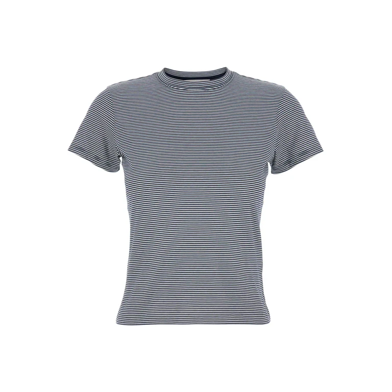 Frame Black T-shirt With Striped Motif In Cotton Women