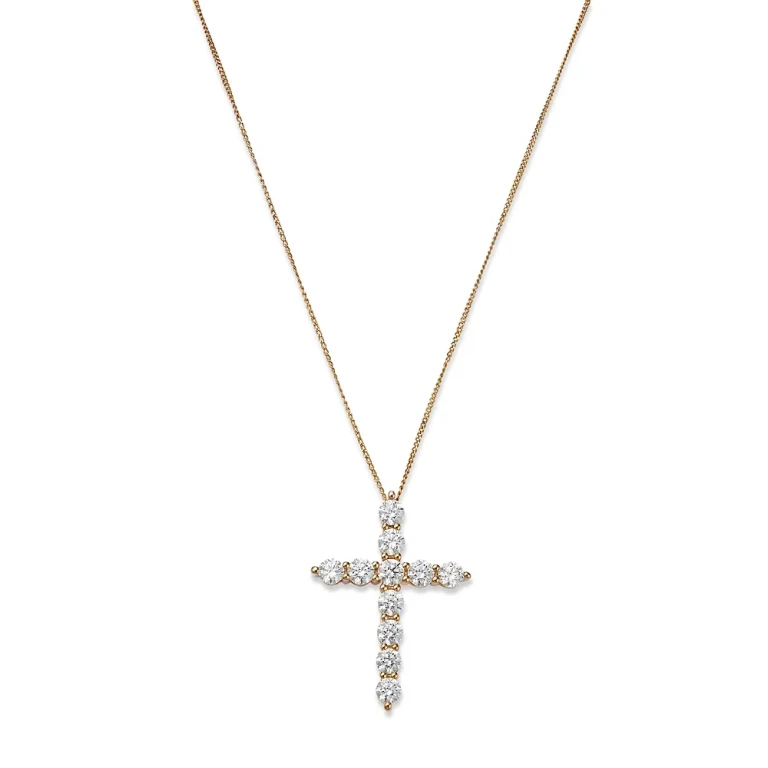 Diamond Cross Pendant Necklace in 14K Yellow Gold, 2.0 tcw
