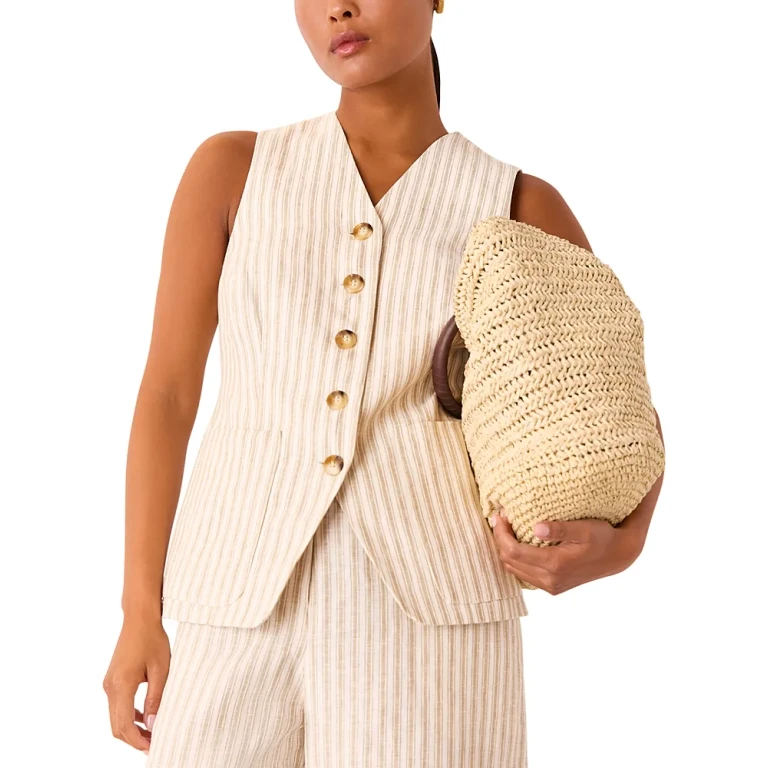 Whistles Petite Linen Stripe Vest