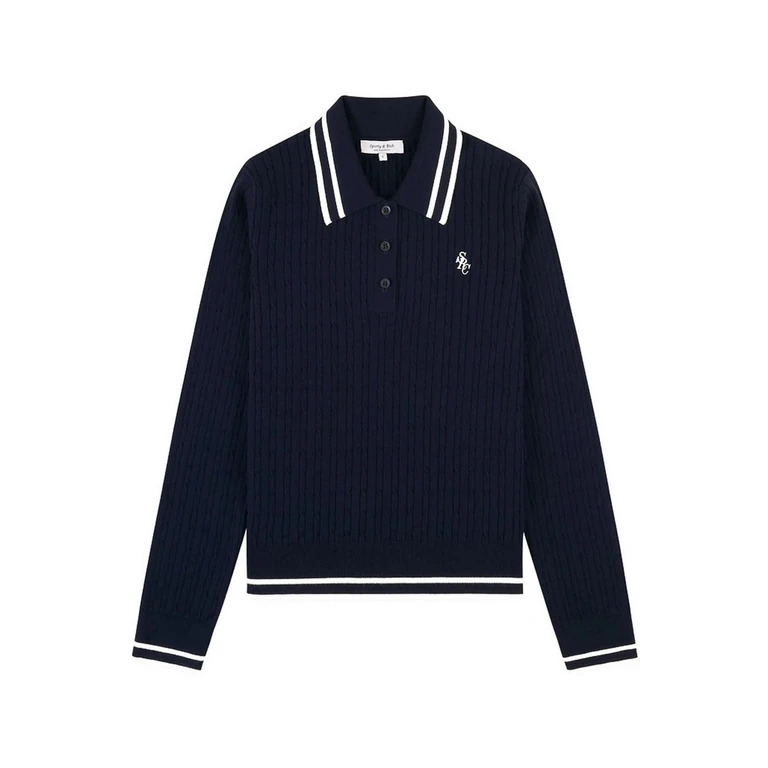 Sporty & Rich Cable-knit Striped Polo Shirt