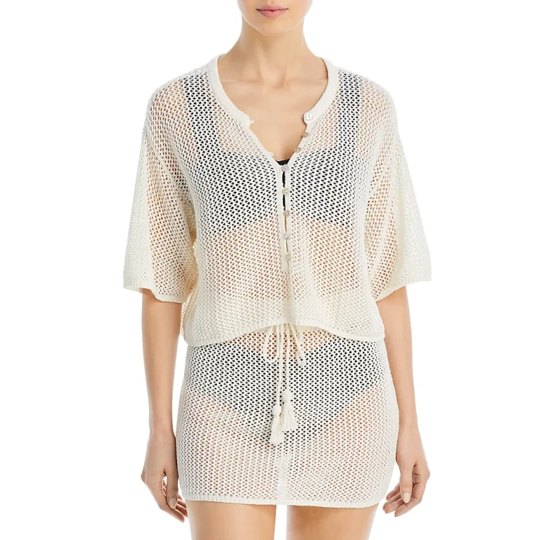 L*Space Coast Is Clear Cotton Crochet Swim Cover-Up Top