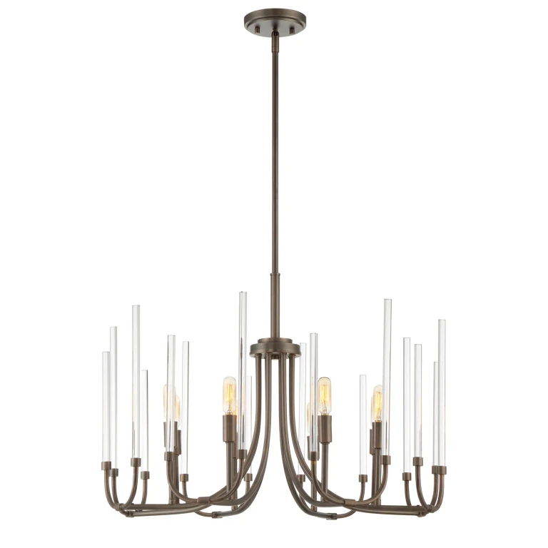 Satin Copper Bronze Eight Light Chandelier from the Laretto Collection