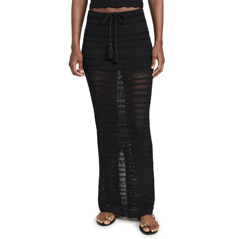 PQ Swim Crochet Long Skirt Black XS/S