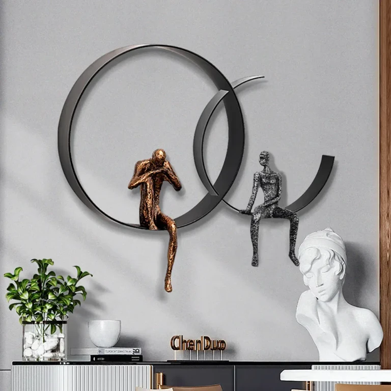 Modern 3D Artistic Figure Metal and Resin Wall Decor in Black