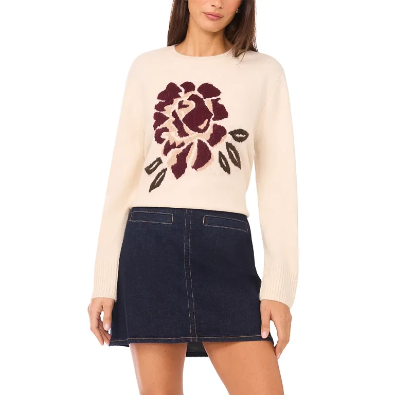 Vince Camuto Rose Crewneck Pullover Sweater