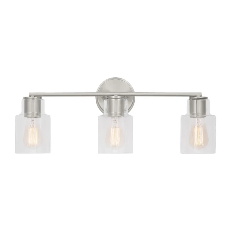 Brushed Steel Three Light Bath from the Sayward Collection