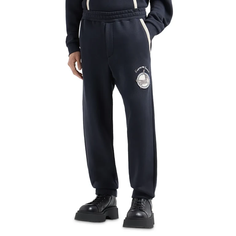 Emporio Armani Cotton Twill Whale Patch Regular Fit Joggers
