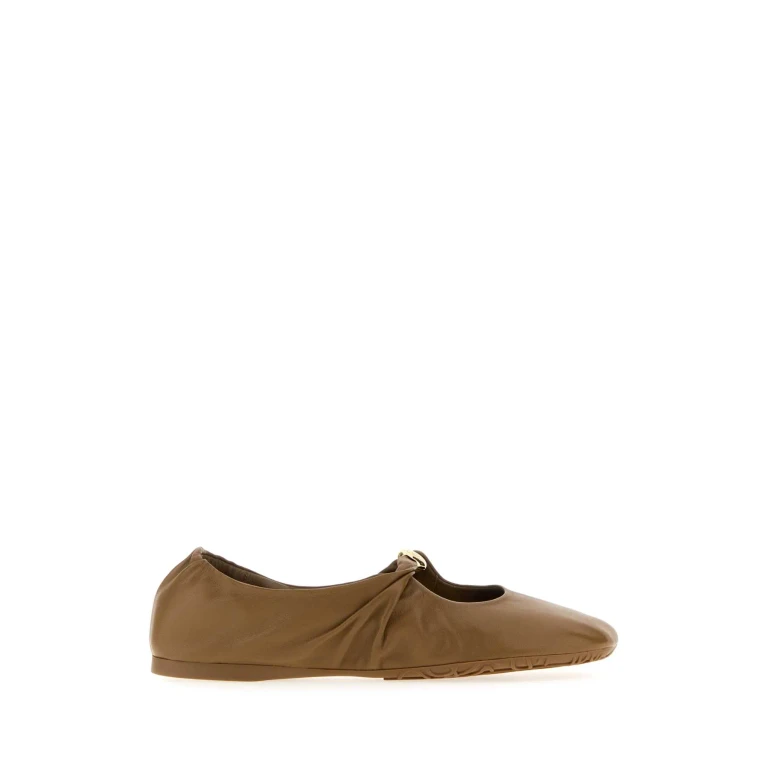 Loewe Camel Nappa Leather Pebble Ballerinas
