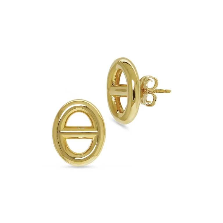 Mariner Link Stud Earrings in 14K Yellow Gold