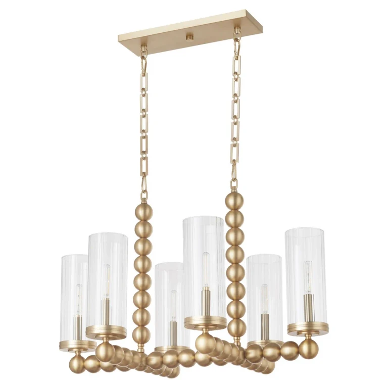Aged Brass Six Light Chandelier from the Lee Boulevard Collection