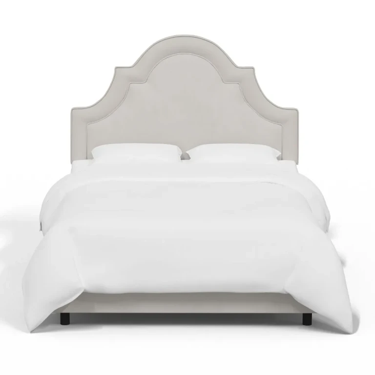 Jolie Velvet Light Gray Twin Bed - Skyline Furniture