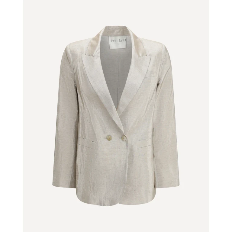 FORTE_FORTE Double-Breasted Jacket in linen and lurex with jewel buttons Female I