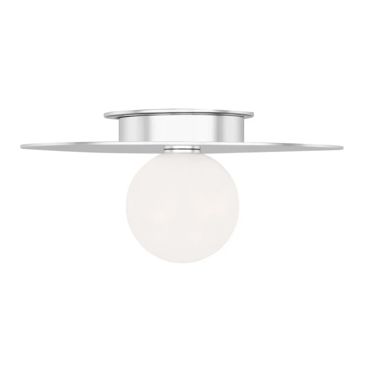 Polished Nickel One Light Flush Mount from the Nodes Collection