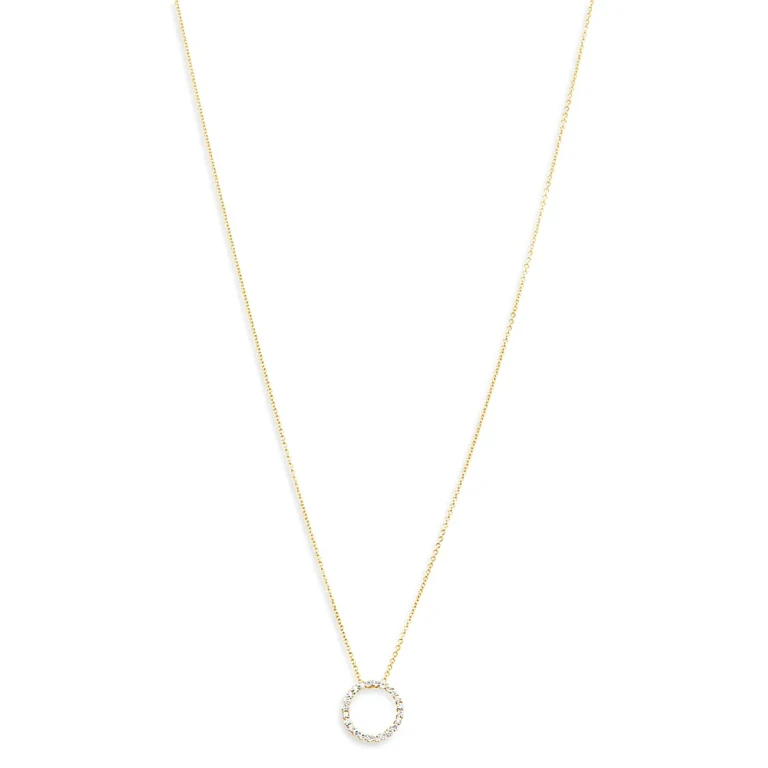 Diamond Circle Pendant Necklace in 14K Yellow Gold, 0.30 tcw