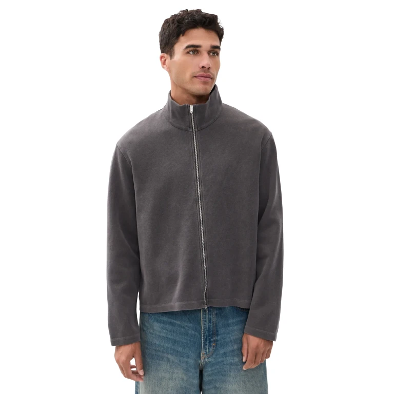 Our Legacy Shrunken Full Zip Sweater Worn Graphite Athletic Rib 52