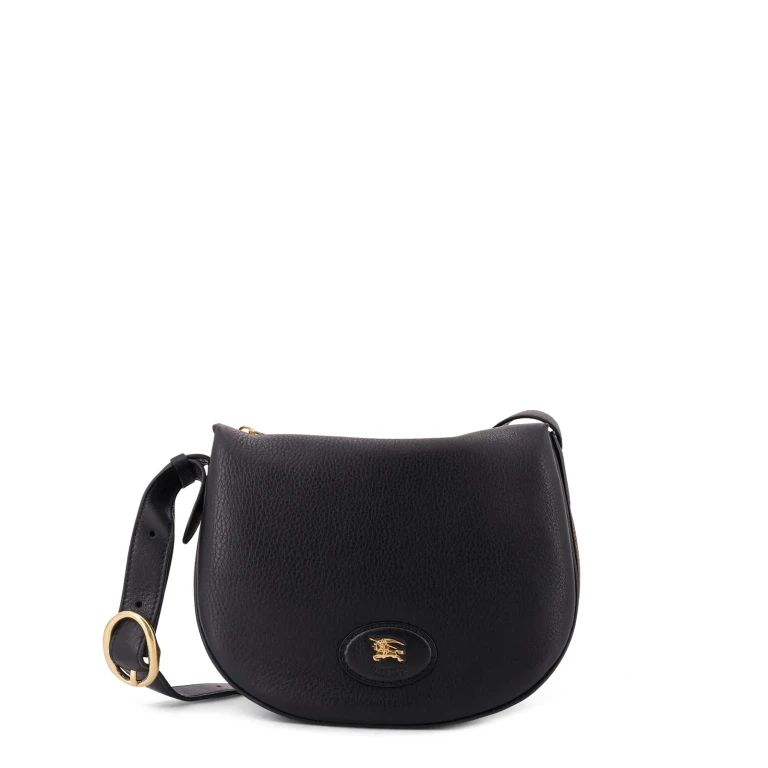 Embossed Leather Shoulder Bag With Logo Patch