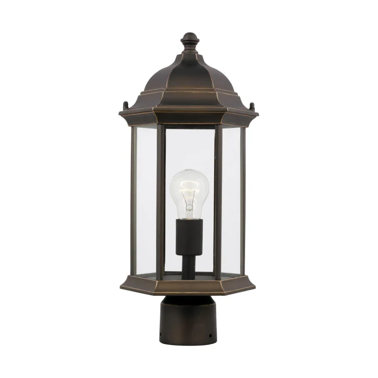 Antique Bronze One Light Outdoor Post Lantern from the Sevier Collection