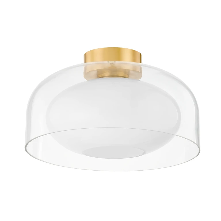 Aged Brass One Light Flush Mount from the Giovanna Collection