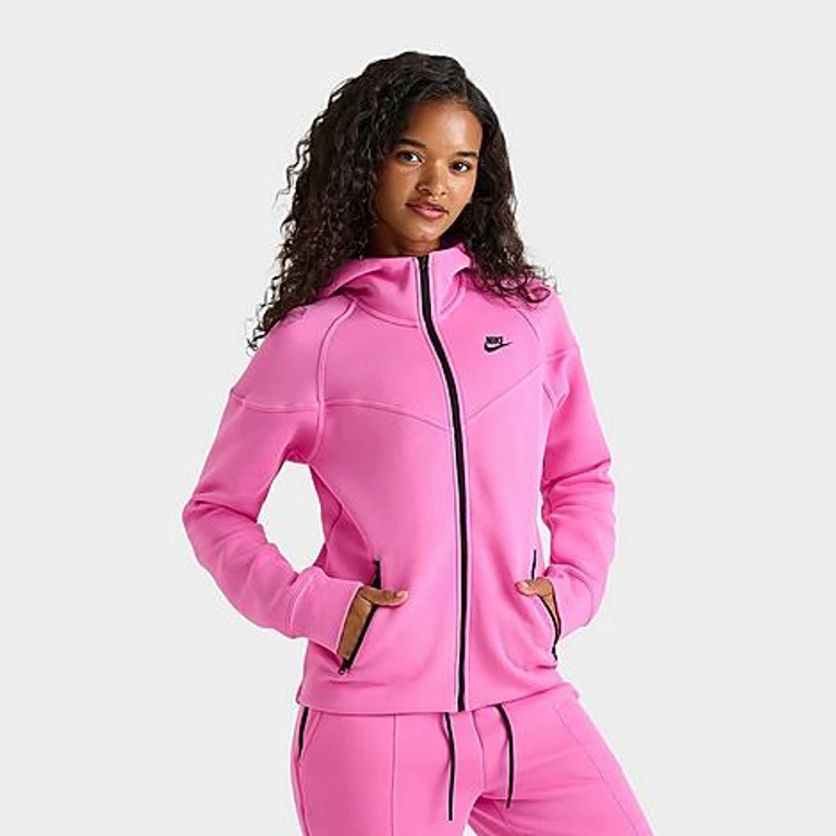 Women's Sportswear Tech Fleece Windrunner Full-Zip Hoodie in Playful Pink/Black Size: 2XL