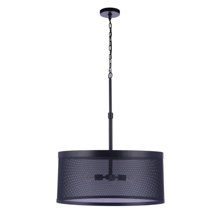 Flat Black Four Light Pendant from the Mesh Collection