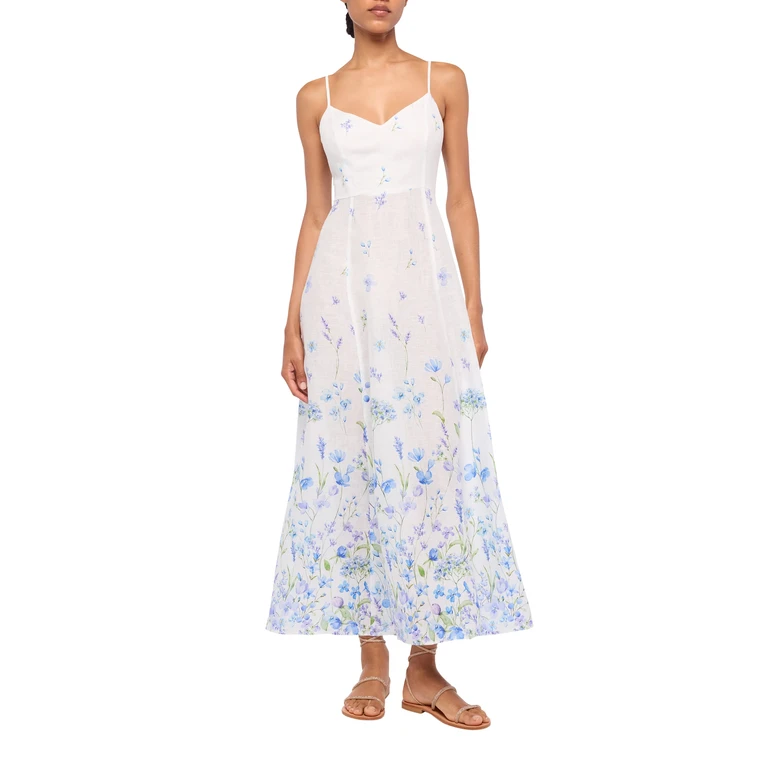 Mc2 Saint Barth Guadalupe Linen Slip Dress With Flower Print White - Women