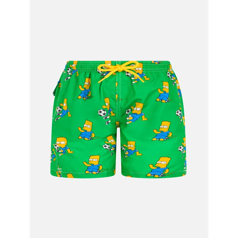 Mc2 Saint Barth Boy Lightweight Fabric Swim-Shorts Jean Lighting With Bart Print The Simpson Special Edition Green Swimshort