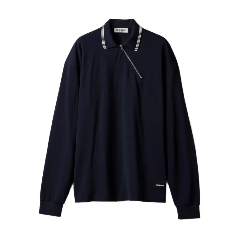 Miu Miu Zippered Logo-patch Polo Shirt
