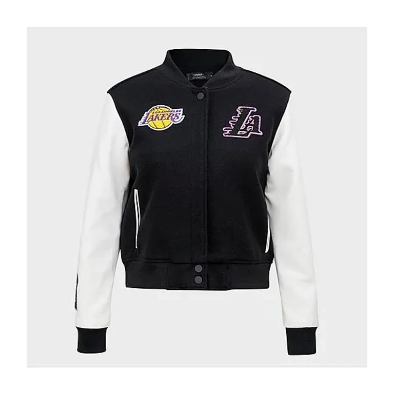 Pro Standard Women's Los Angeles Lakers NBA Classic Wool Varsity Jacket in Black/White Size: XS