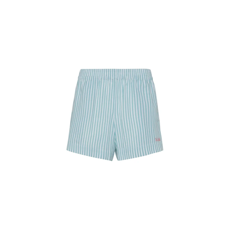 Mc2 Saint Barth Meave Cotton Poplin Pull Up Shorts With Striped Print Green Pant - Women