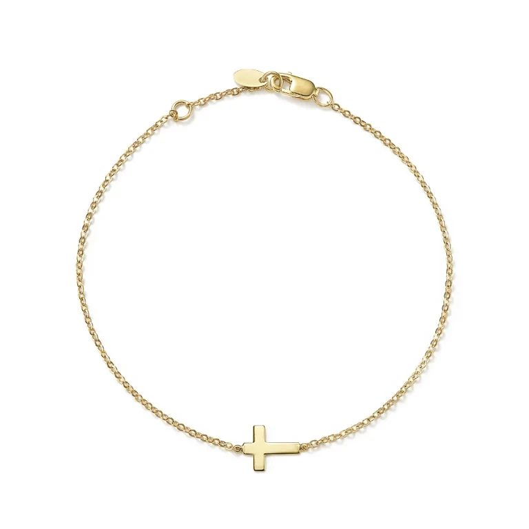14K Yellow Gold Small Cross Bracelet