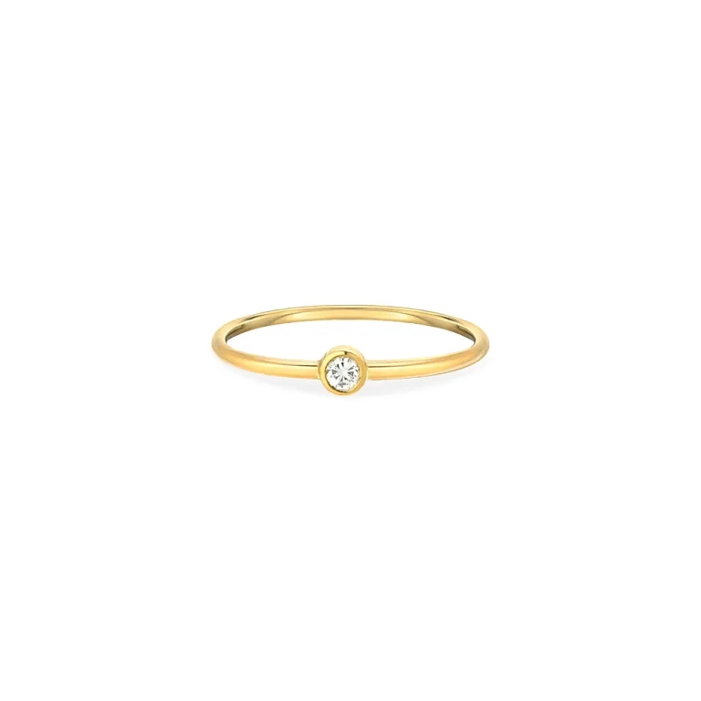 Zoe Lev 14K Yellow Gold Diamond Bezel Wire Stack Ring