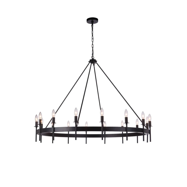 Flat Black 16 Light Chandelier from the Larrson Collection