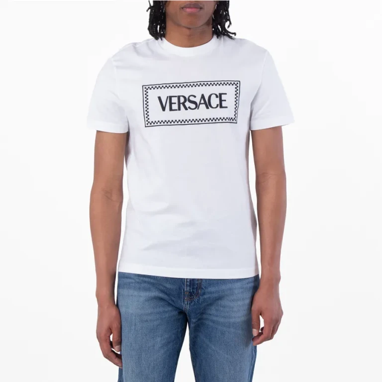 Versace 90s Logo Embroidered Cotton T Shirt