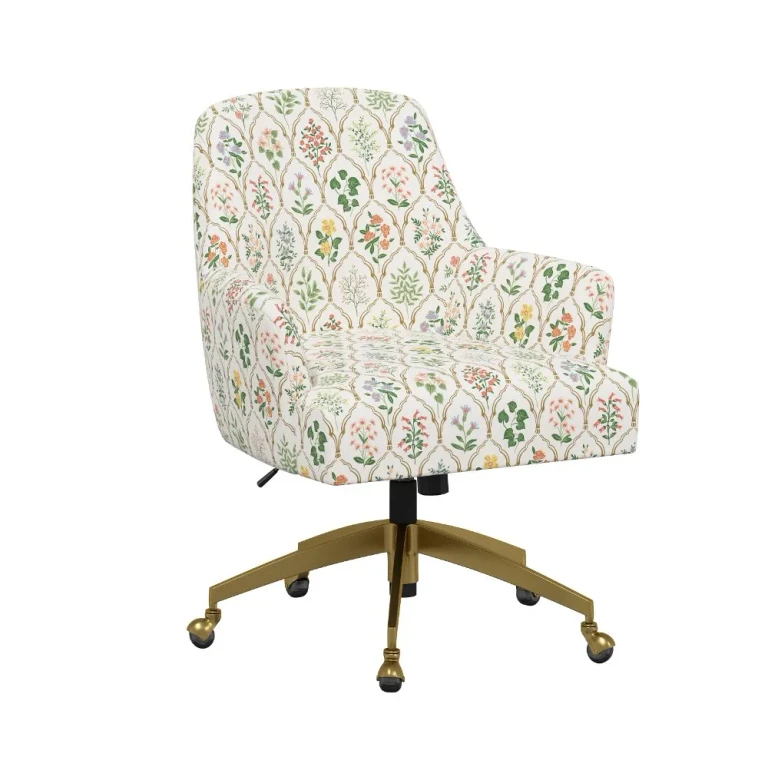 Rifle Paper Co Yvette Hawthorne Multi Office Chair with Gold Base