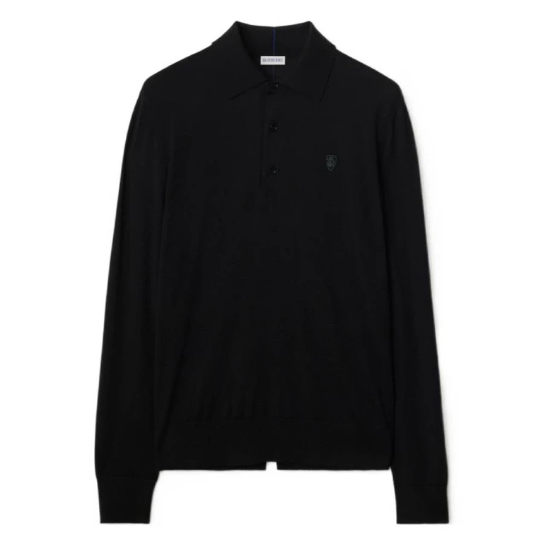 Burberry Logo Embroidered Long-Sleeved Polo Shirt