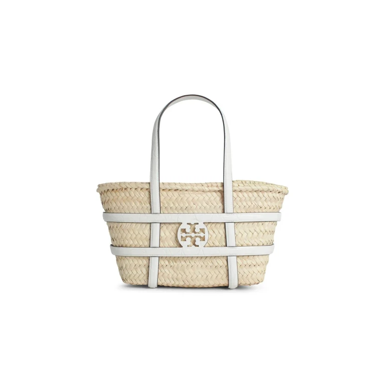 Tory Burch Small ella Shopping Bag In White Basket Straw