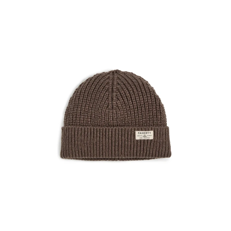 Faherty Cotton Watch Beanie Chocolate Brown One Size
