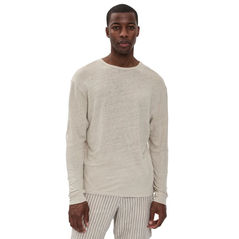 Alex Crane Linen Long Sleeve Sun Tee Lines XXL